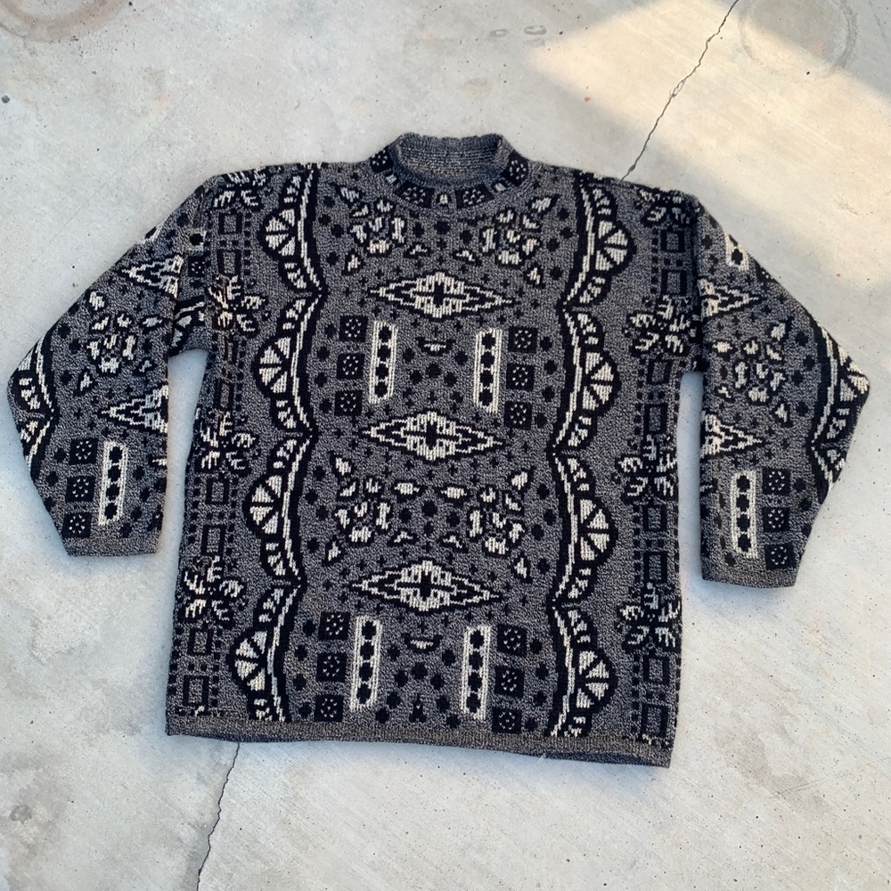 Vintage All Over Patter Sweater - Size M